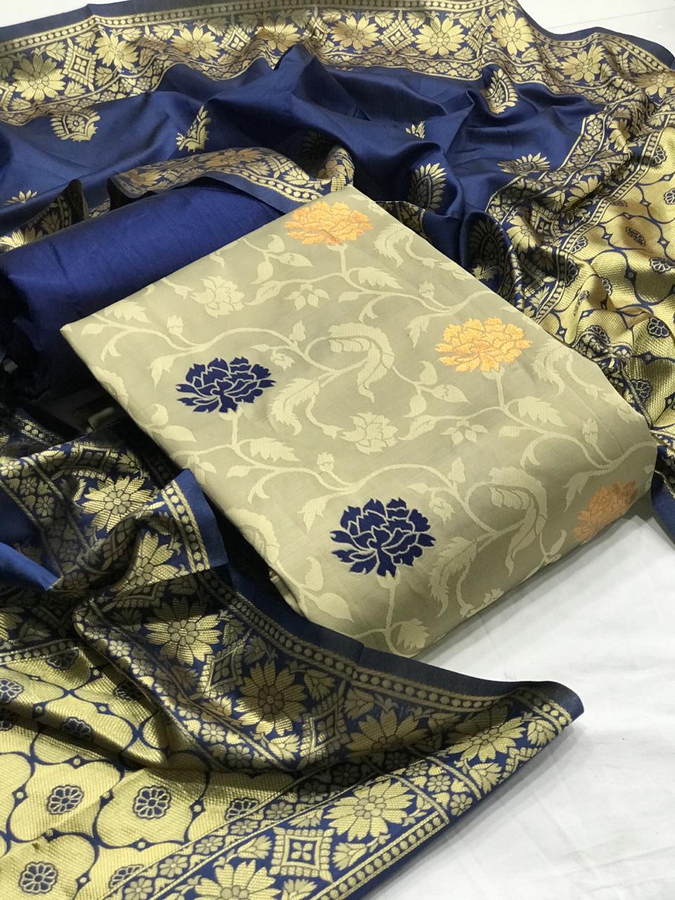 Latest Banarasi Silk Ikkat Vol 6 Jacquard Weaving Dress Mate...