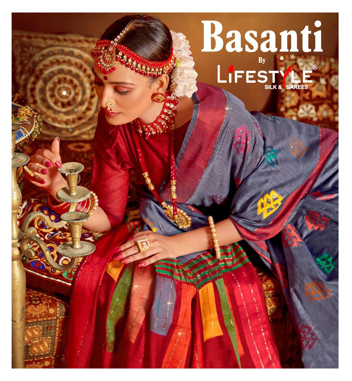 Lifestyle Sarees Basanti Traditional Chanderi With Rich Pall...
