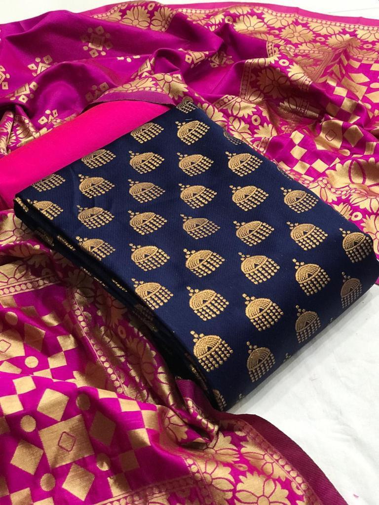 Latest Designer Banarasi Silk Dress Material Wholesale Colle...