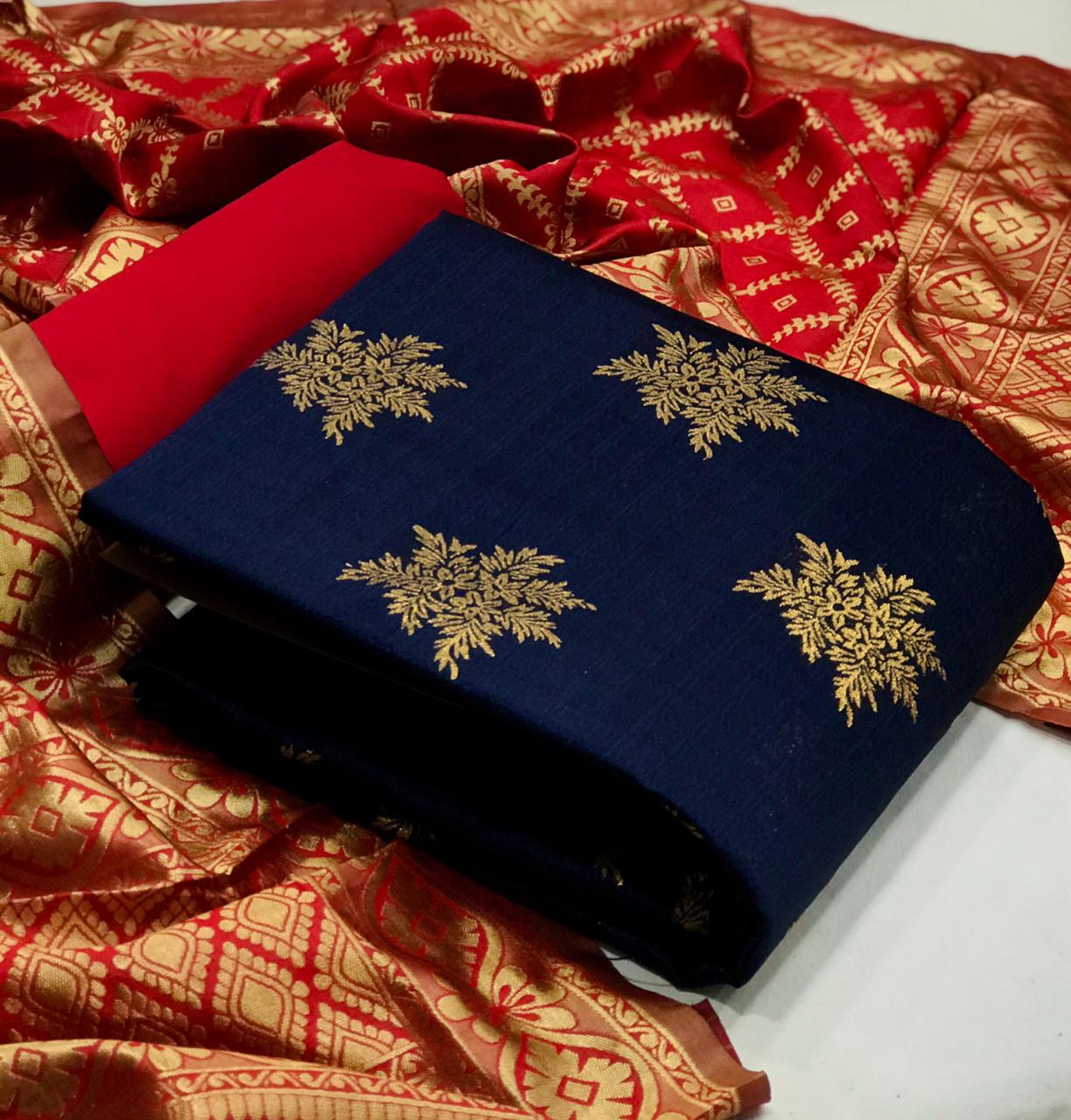 Latest Designer Banarasi Silk Dress Material Collection At W...