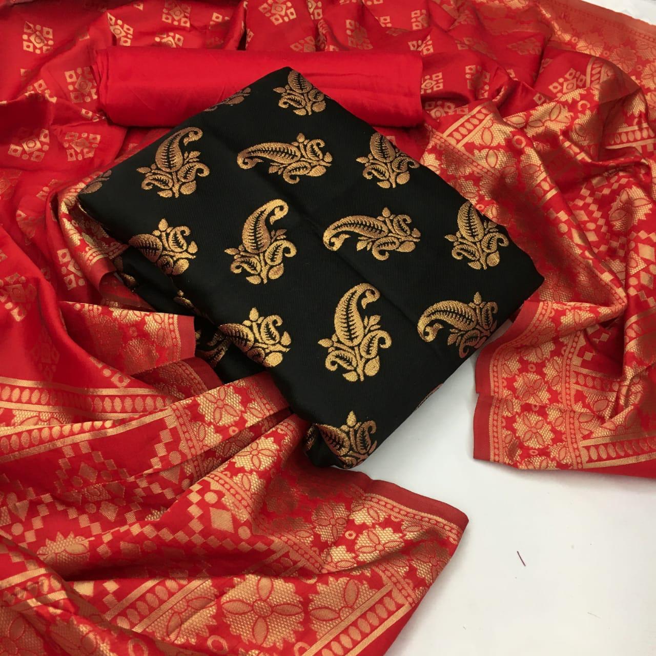 Banarasi Silk Ikkat Dress Material Collection At Wholesale R...