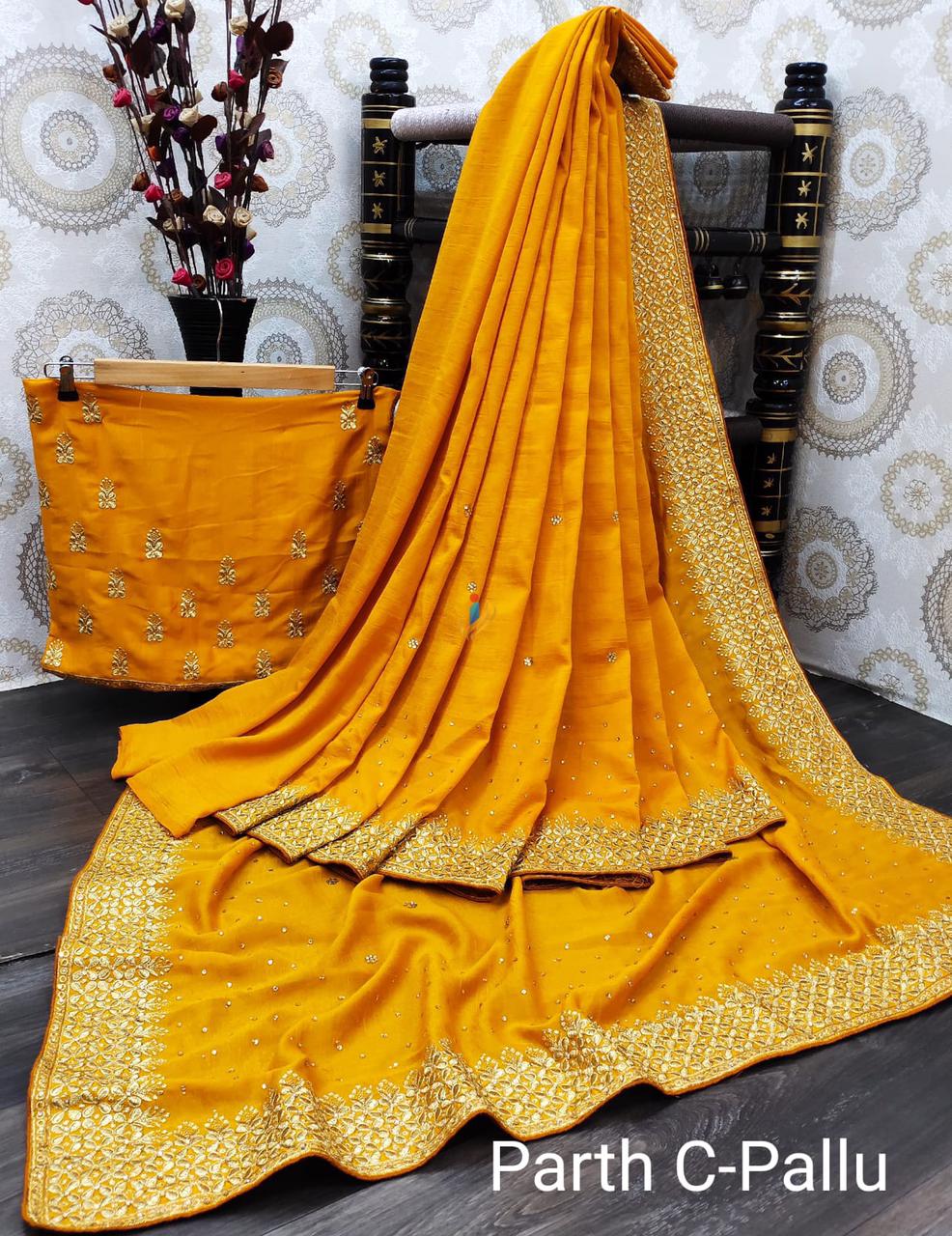 Af C Pallu Vichitra Silk With Work Sarees Collection At Whol...