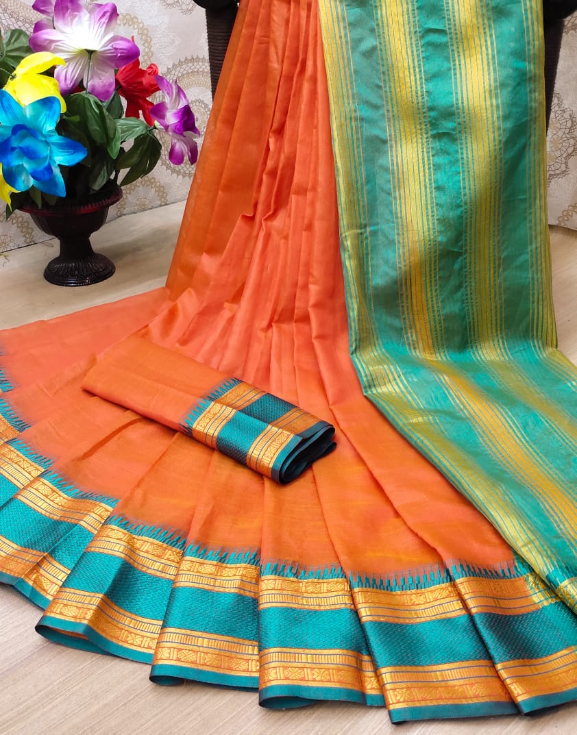 Soft Cotton Silk Saree  With All Over Jequared Weaving Saree...