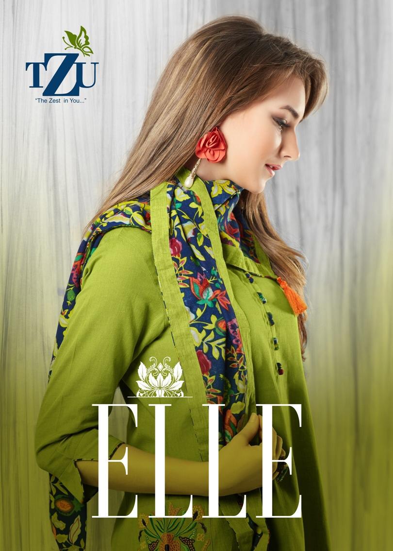 Tzu Elle Printed Cotton With Embroidery Work Readymade Kurti...