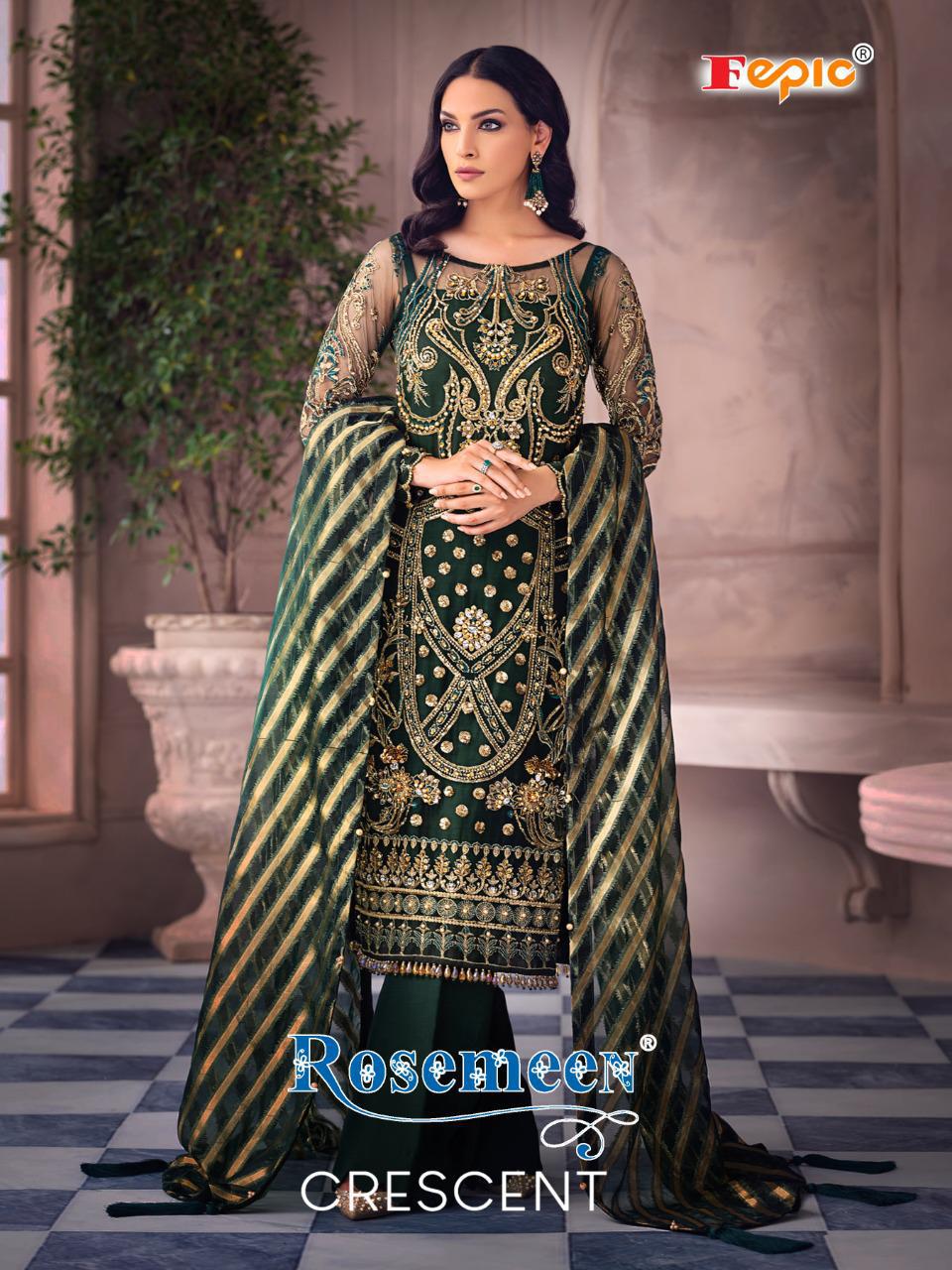 Fepic Rosemeen Crescent Georgette And Net With Heavy Embroid...