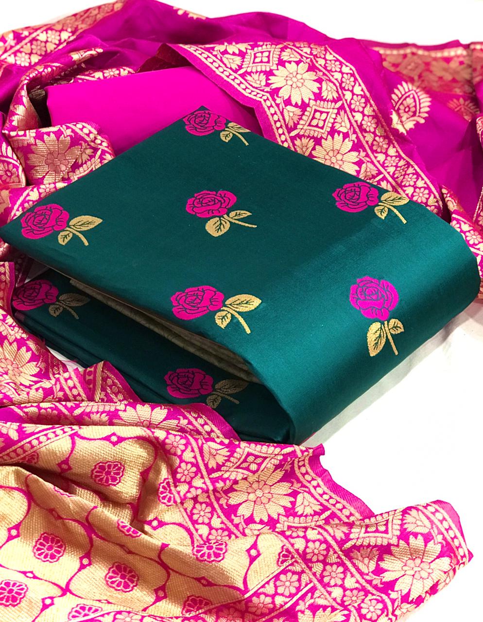 Gulab Banarasi Silk With Jacquard Weaving Designer Salwar Su...