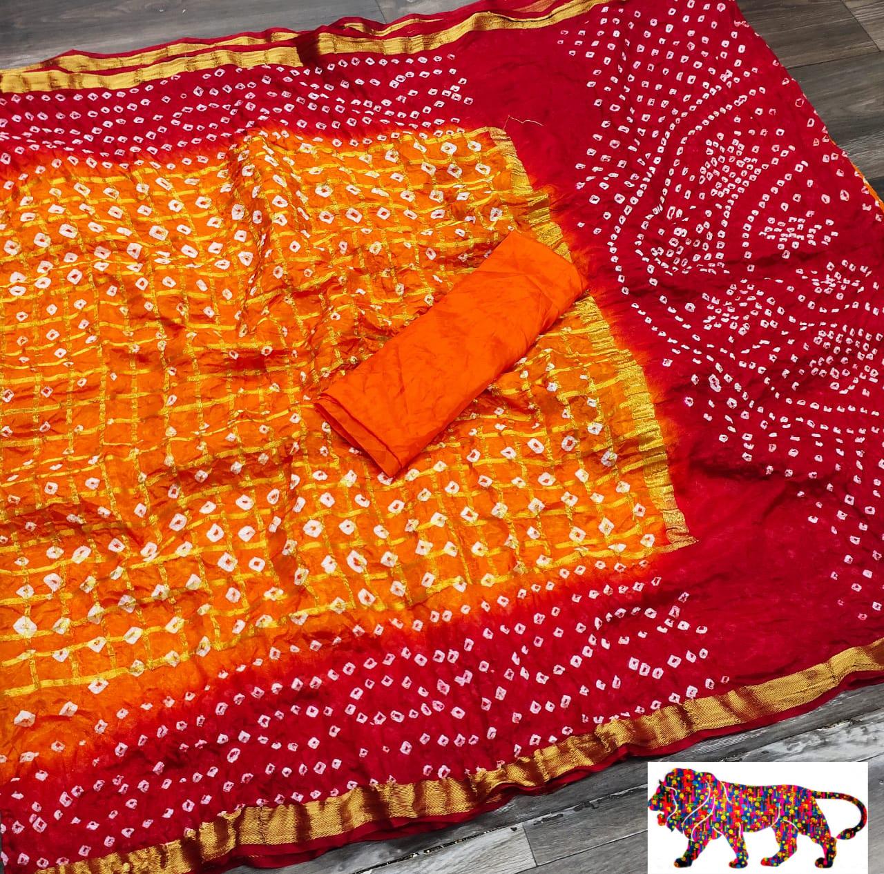 Gajri Latest Traditional Printed Silk Bandhani Sarees Collec...