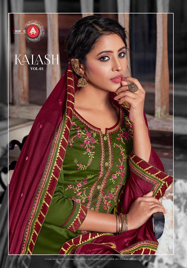Kessi Fabrics Triple A Kalash Vol 3 Jam Silk With Embroidery...