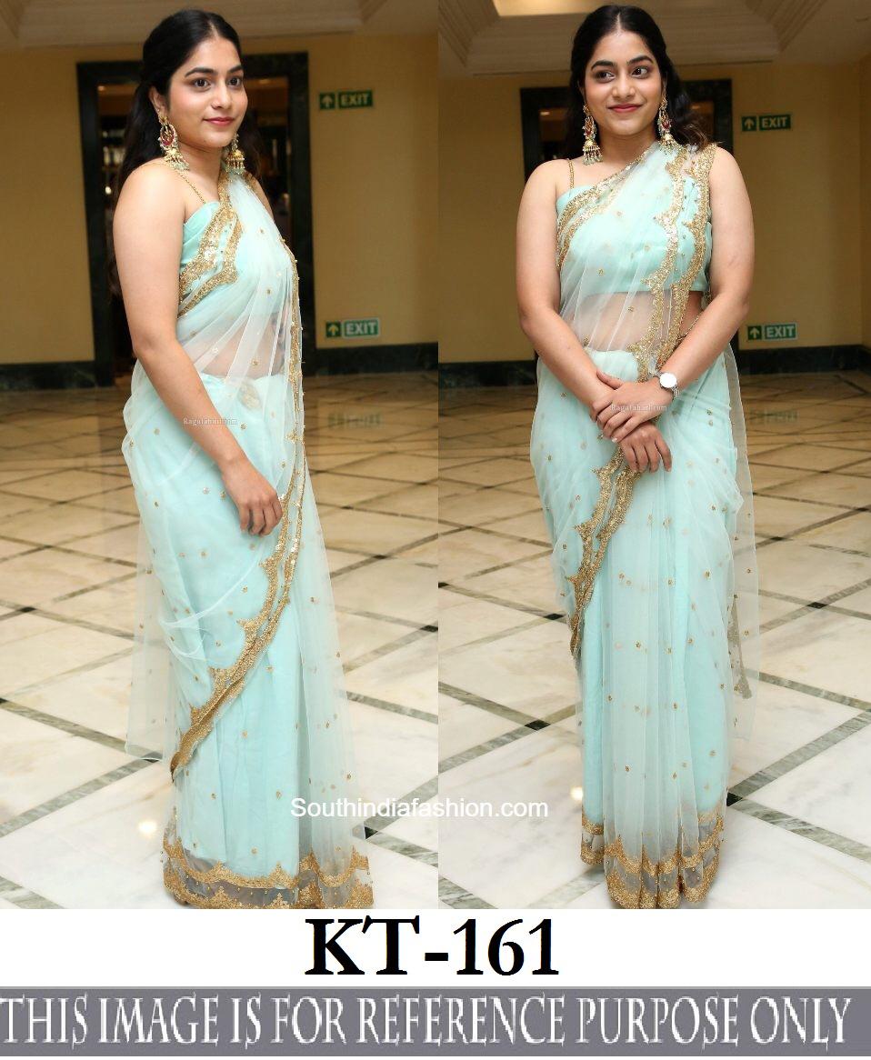 Kt 161 Heavy Nylon Net With Sequins Work Saree At Wholesale ...