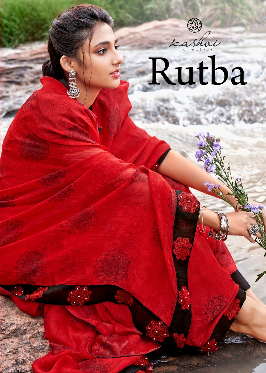 Lt Fabrics Kashvi Creation Rutba Printed Chiffon Sarees Coll...