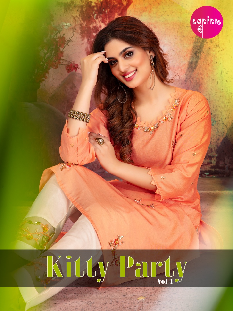 Lapink Kitty Party Vol 1 Soft Chanderi With Work Readymade K...