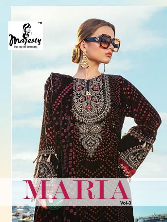 Majesty Maria Vol 3 Digital Printed Jam Silk With Patch Embr...