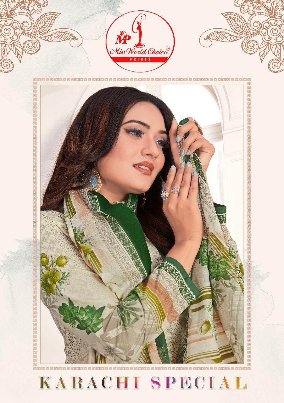 Miss World Choice Karachi Special Printed Cotton Dress Mater...