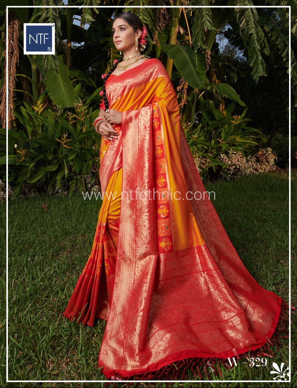 Ntf Designer Traditional Silk Weaving With Work Wedding Sare...