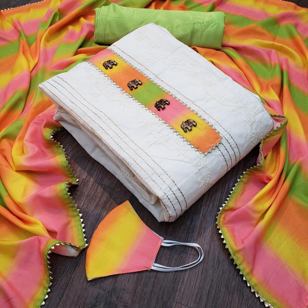 Latest Designer Printed Khadi Cotton With Work Dress Materia...
