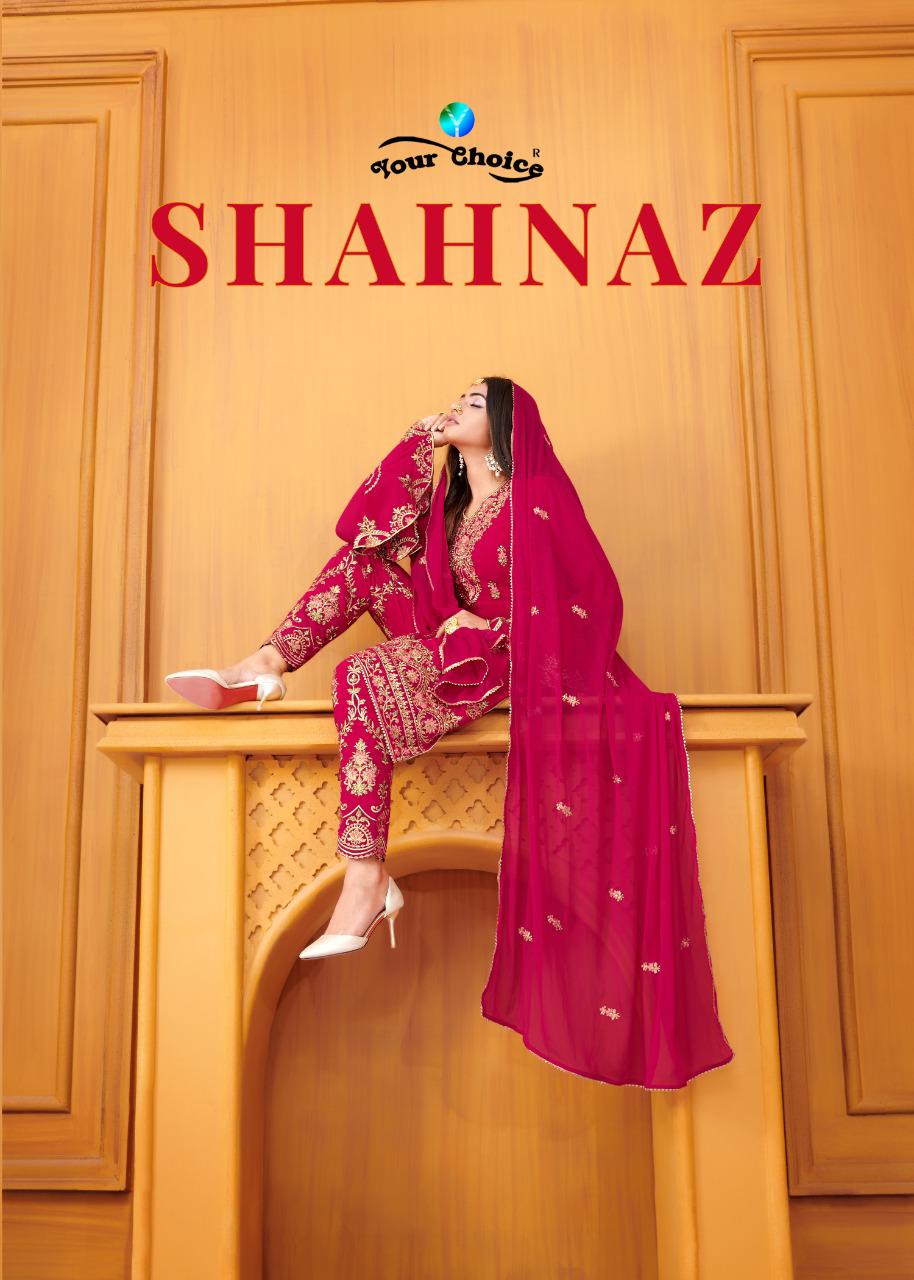 Your Choice Shahnaz Designer Blooming Georgette With Heavy E...