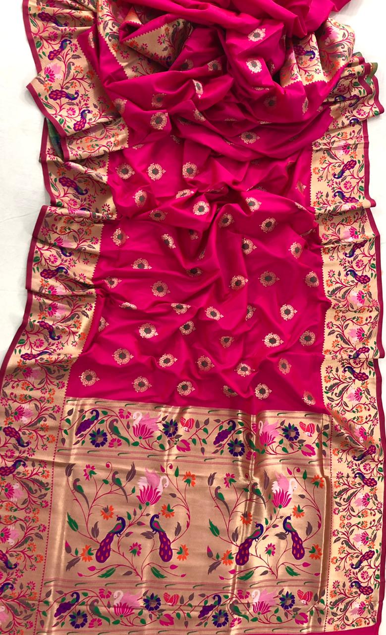 Latest Designer Pure Paithani Silk Weaving Saree At Wholesal...