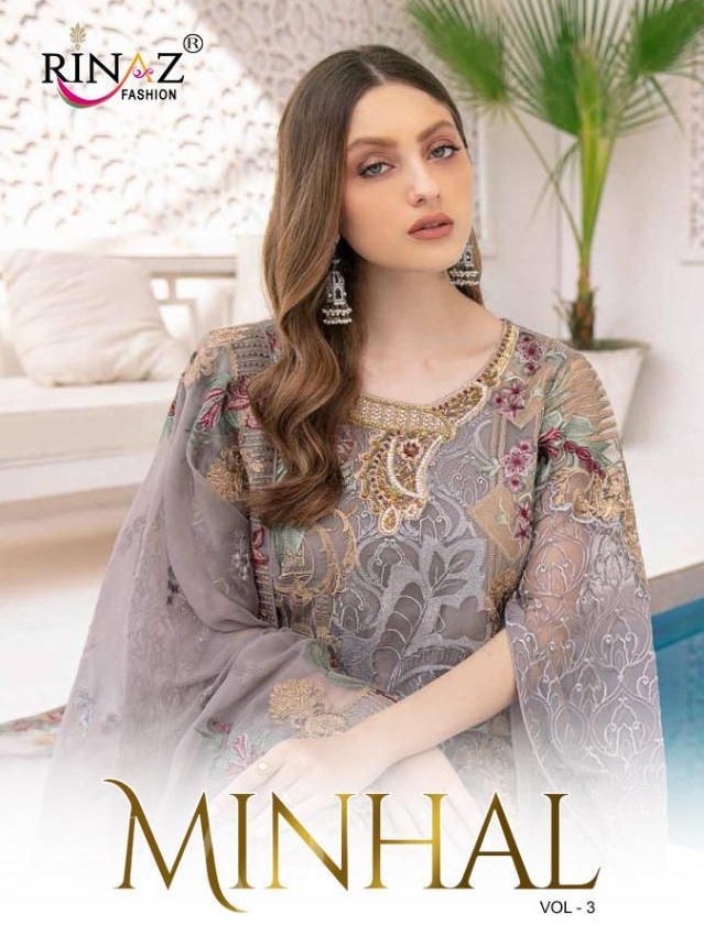 Rinaz Fashion Minhal Vol 3 Faux Georgette With Heavy Embroid...