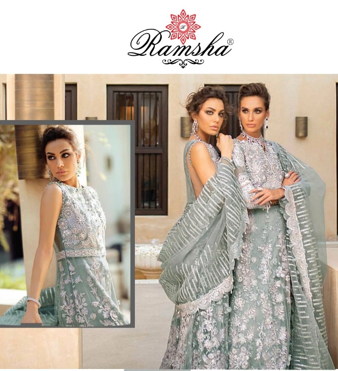 Ramsha R265-r268 Series Net Georgette With Embroidery Work P...