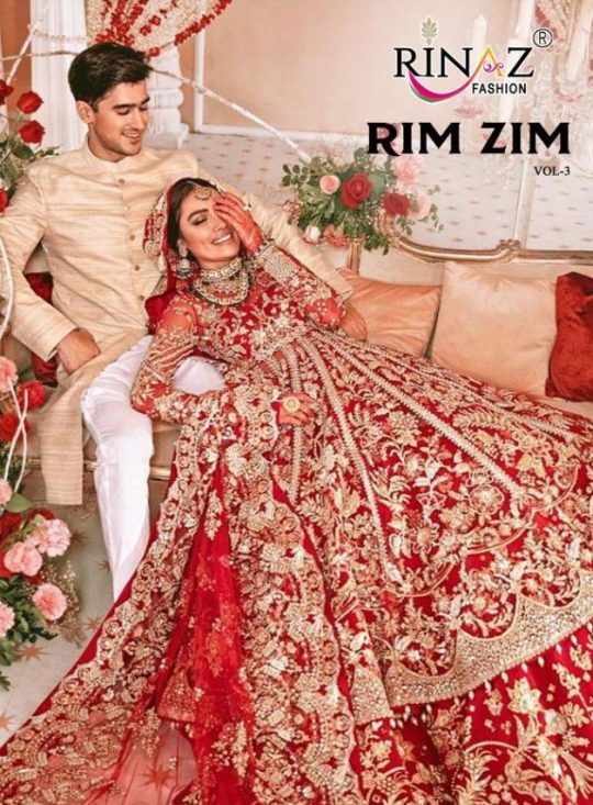 Rinaz Fashion Rim Zim Vol 3 Net With Heavy Embroidery Diamon...