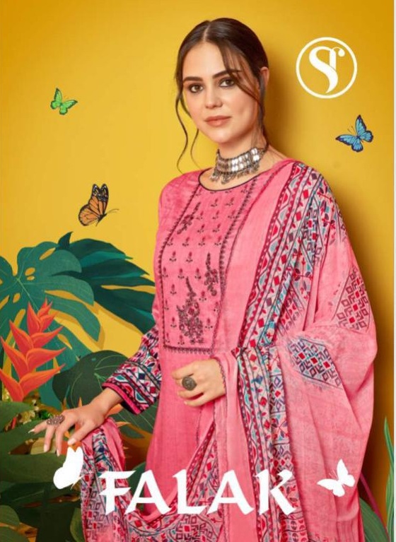 Sweety Fashion Falak Printed Cotton Satin With Thread Work D...
