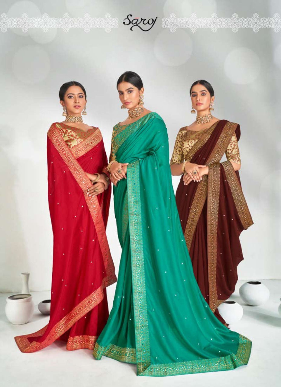 Saroj Krutika Vichitra Silk With Mirror Work Sarees Collecti...