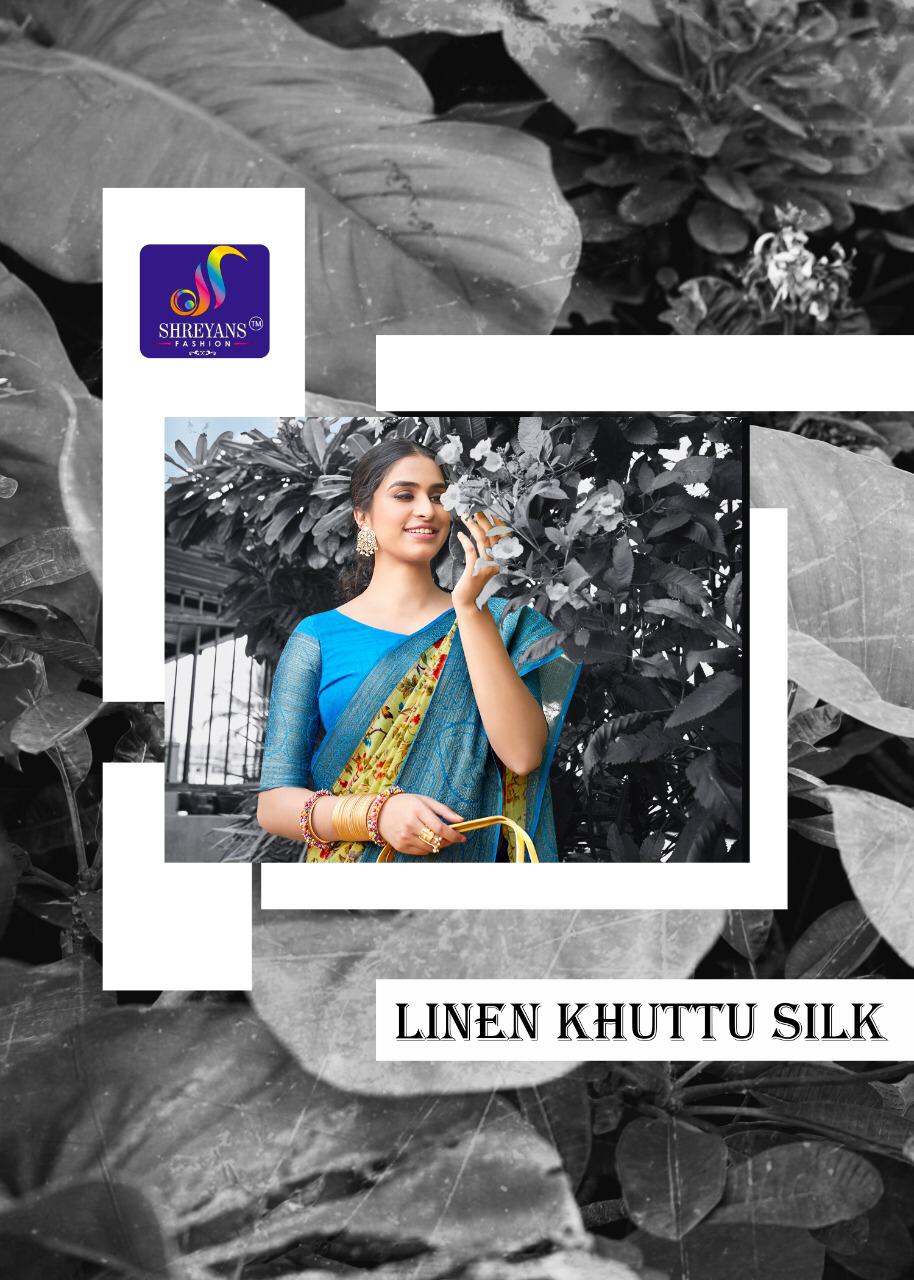 Shreyans Fashion Linen Khuttu Silk Linen With Jacquard Borde...