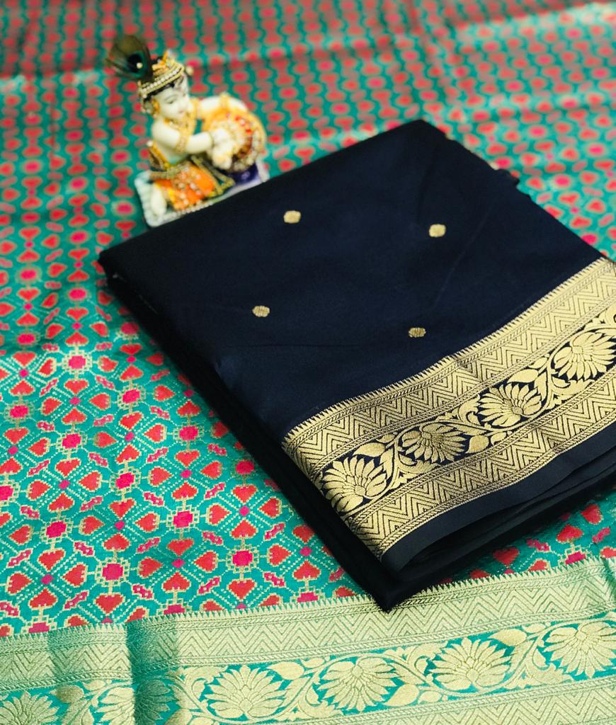 Soft Banarasi Cotton Silk Saree With Weaving  Gold Jari Sare...