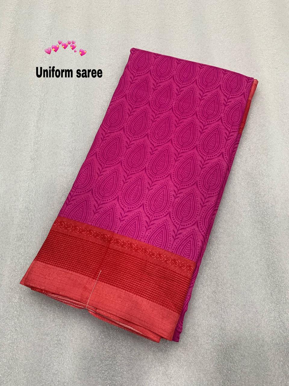 Latest Malbari Silk Uniform Wear Printed Sarees Collection