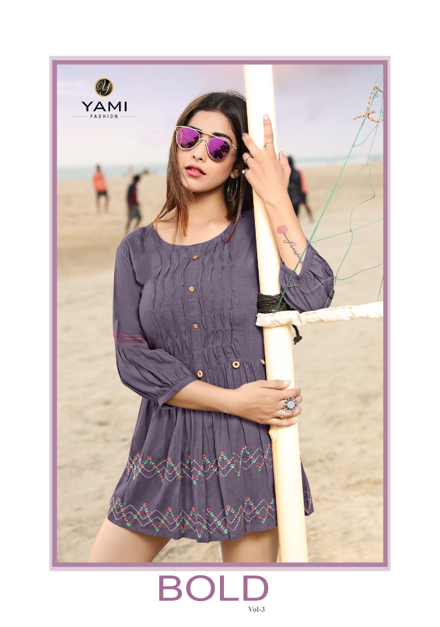 Yami Fashion Bold Vol 3 Rayon With Embroidery Work Readymade...
