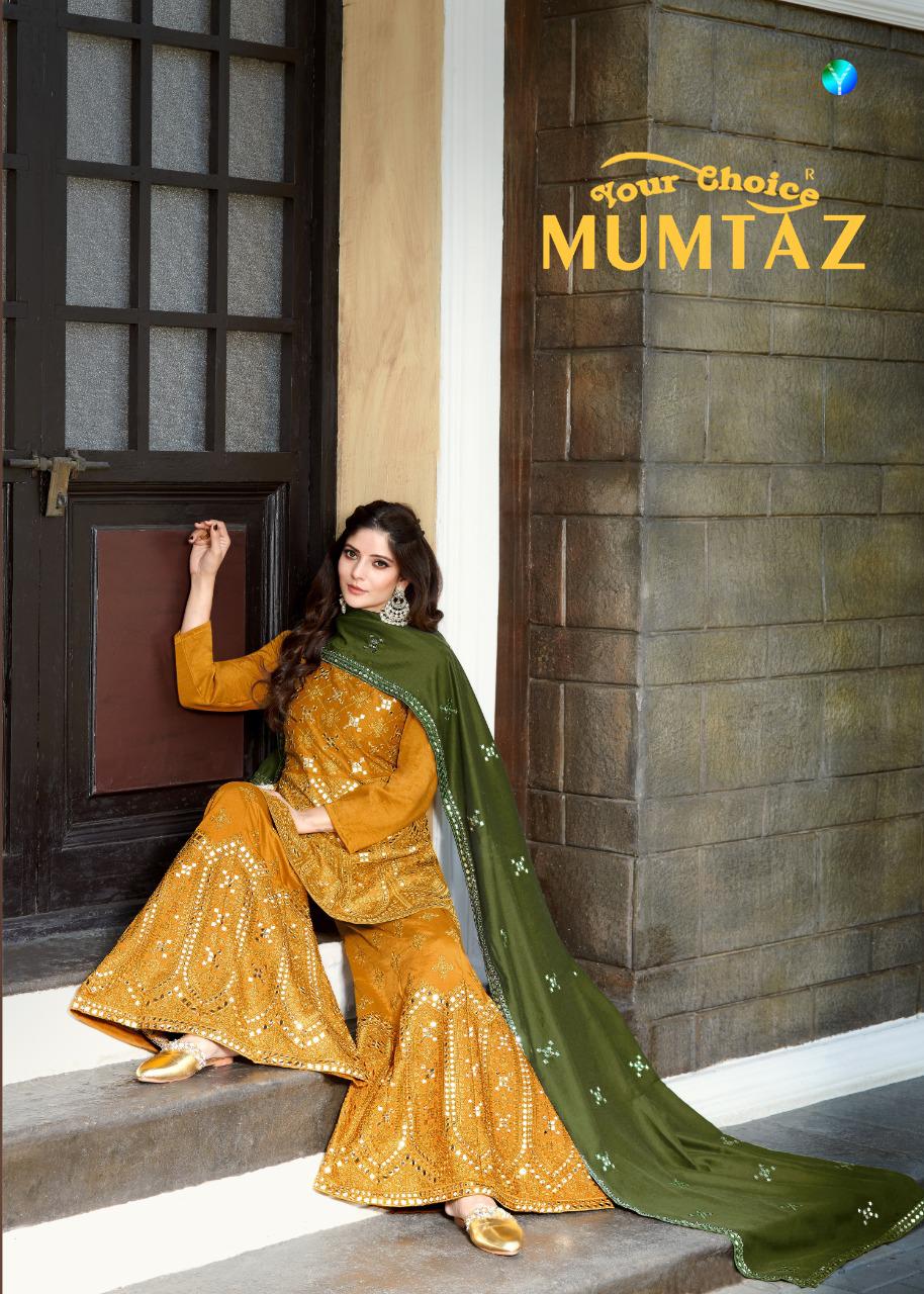 Your Choice Mumtaz Silk Chinon With Embroidery Work Dress Ma...