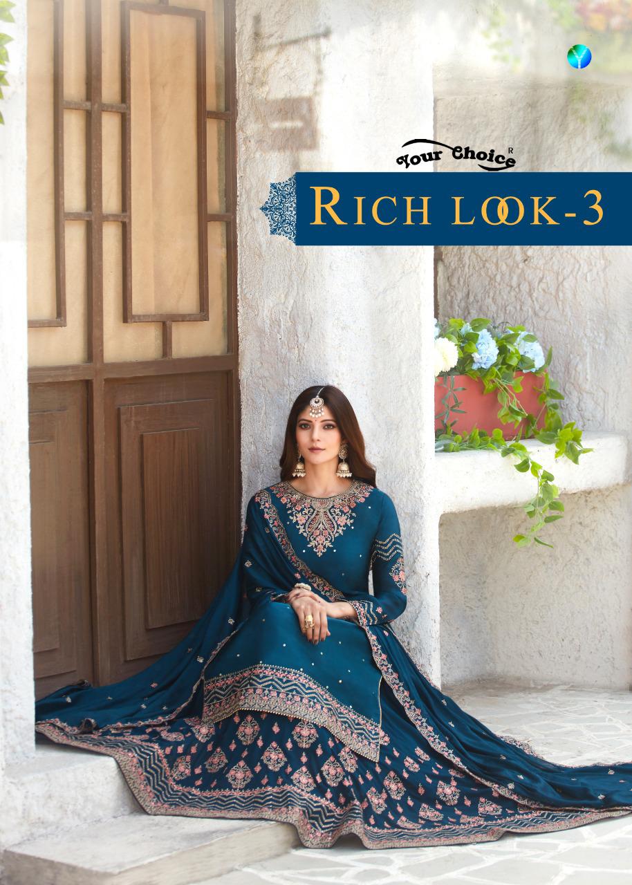 Your Choice Rich Look Vol 3 Designer Satin Georgette With He...