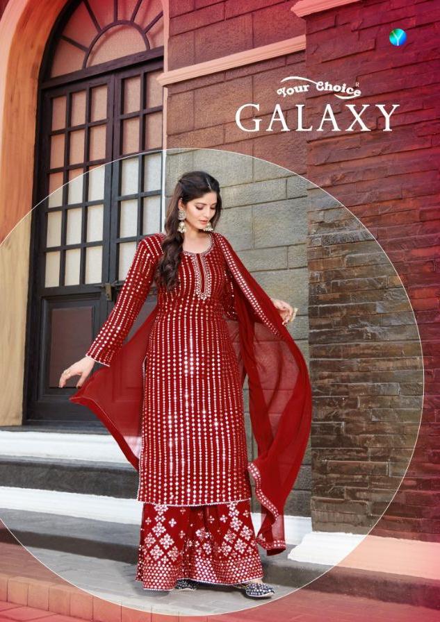 Your Choice Galaxy Georgette With Mirror Work Designer Salwa...