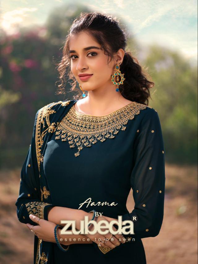 Zubeda Aazma Georgette With Embroidery Work Dress Material C...