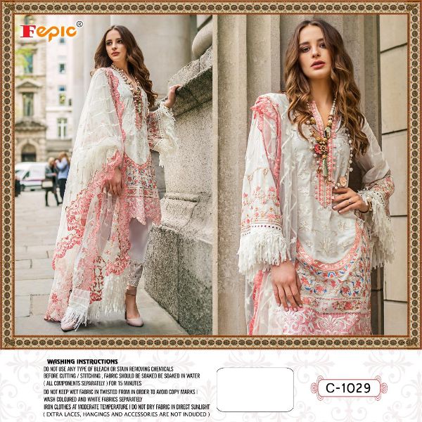 Fepic 1029 Colors Net With Heavy Embroidery Work Pakistani D...