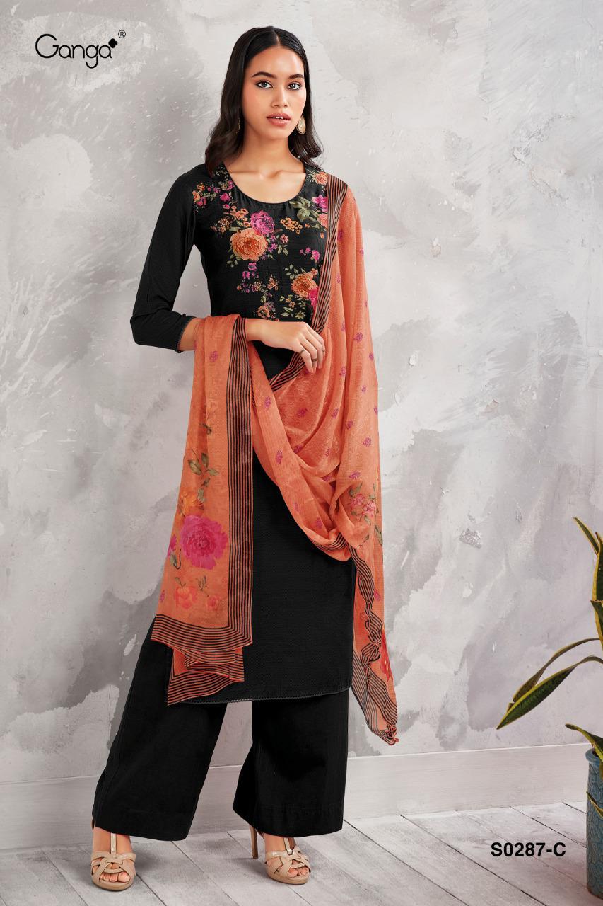 Ganga Riona S0287 Series Printed Pure Bemberg Silk With Heav...