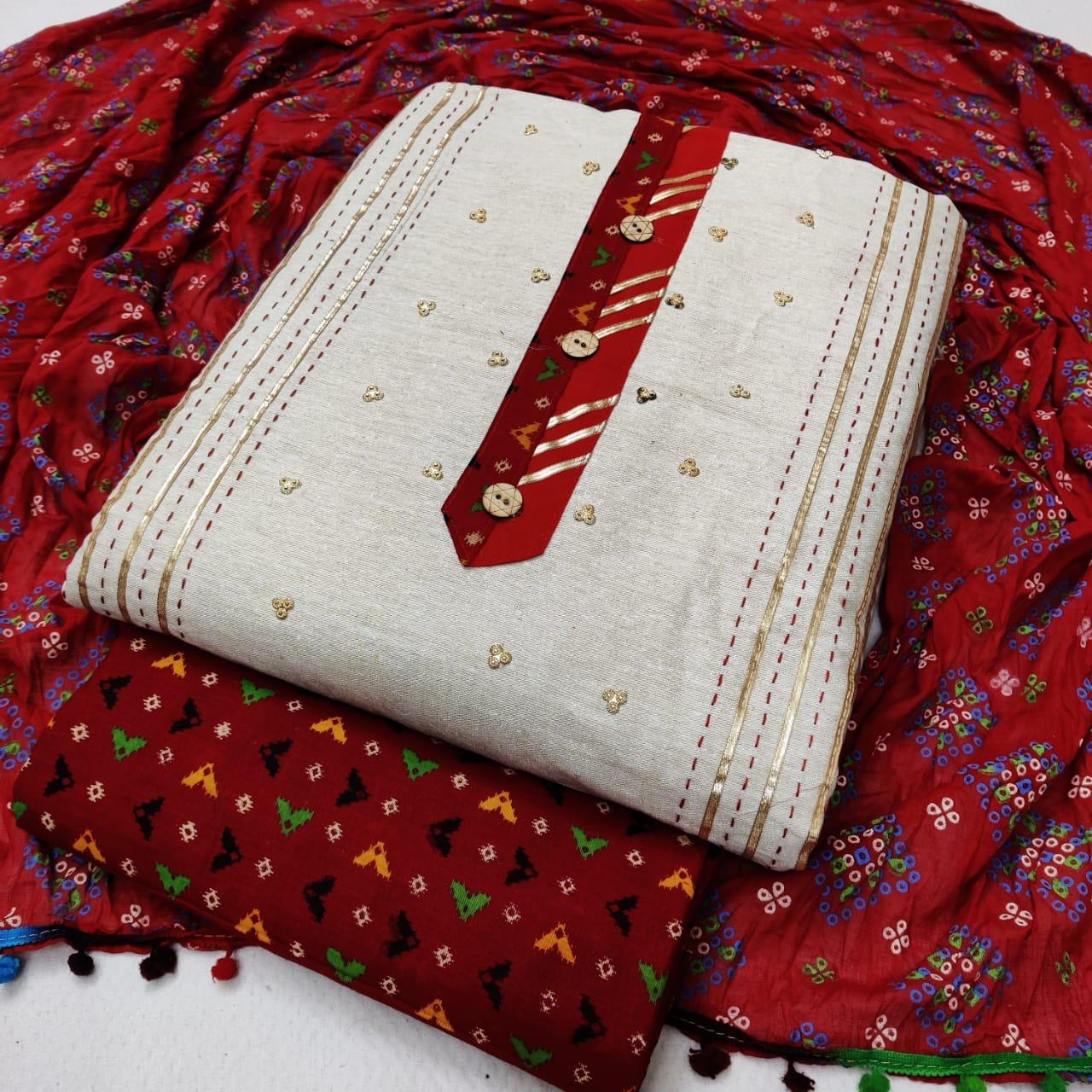 Latest Khadi Cottonvol 2 Jaipuri Bandhani Print Dress Materi...