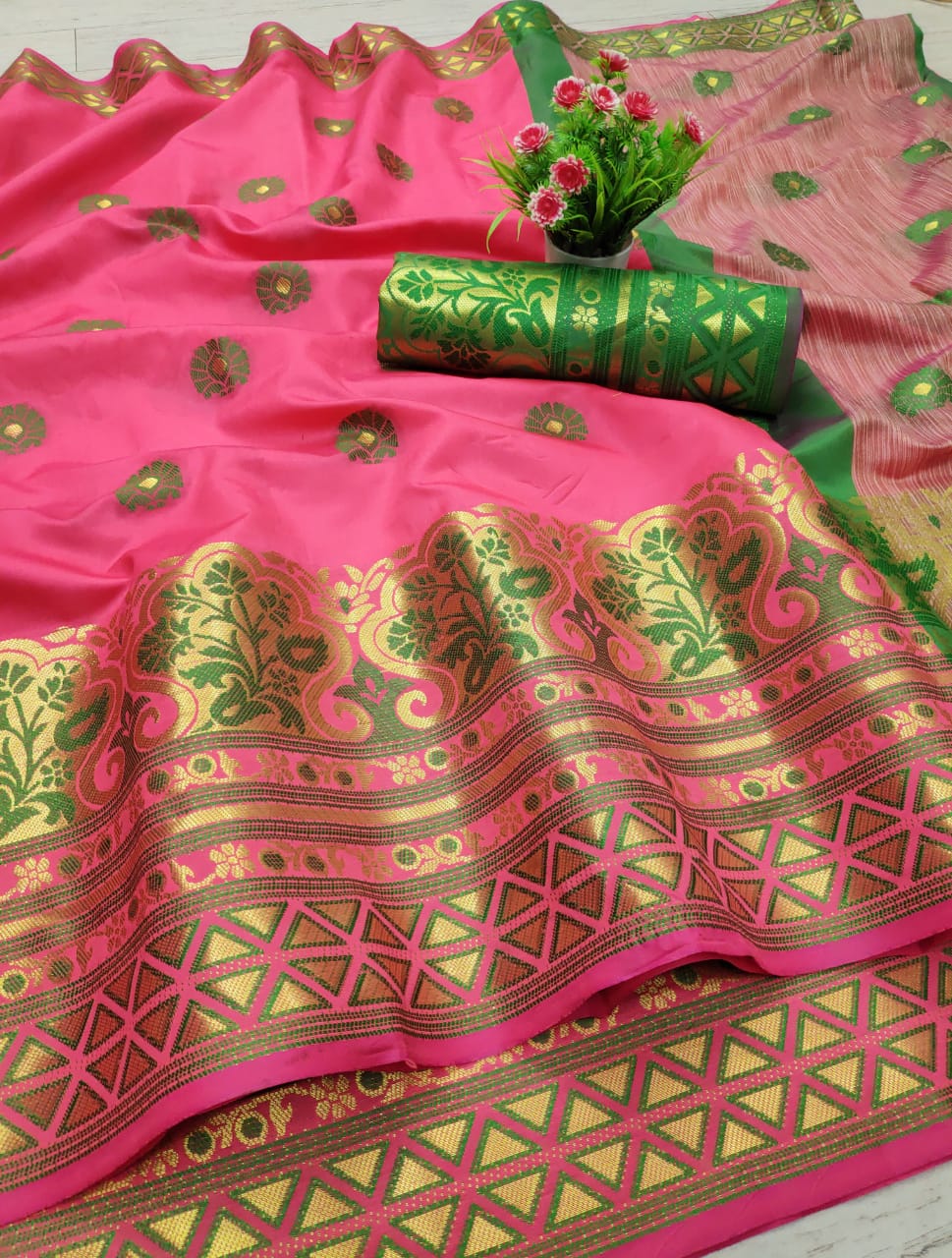 Piramid Lichi Silk Soft Silky Weaving Jacquard Designer Sare...