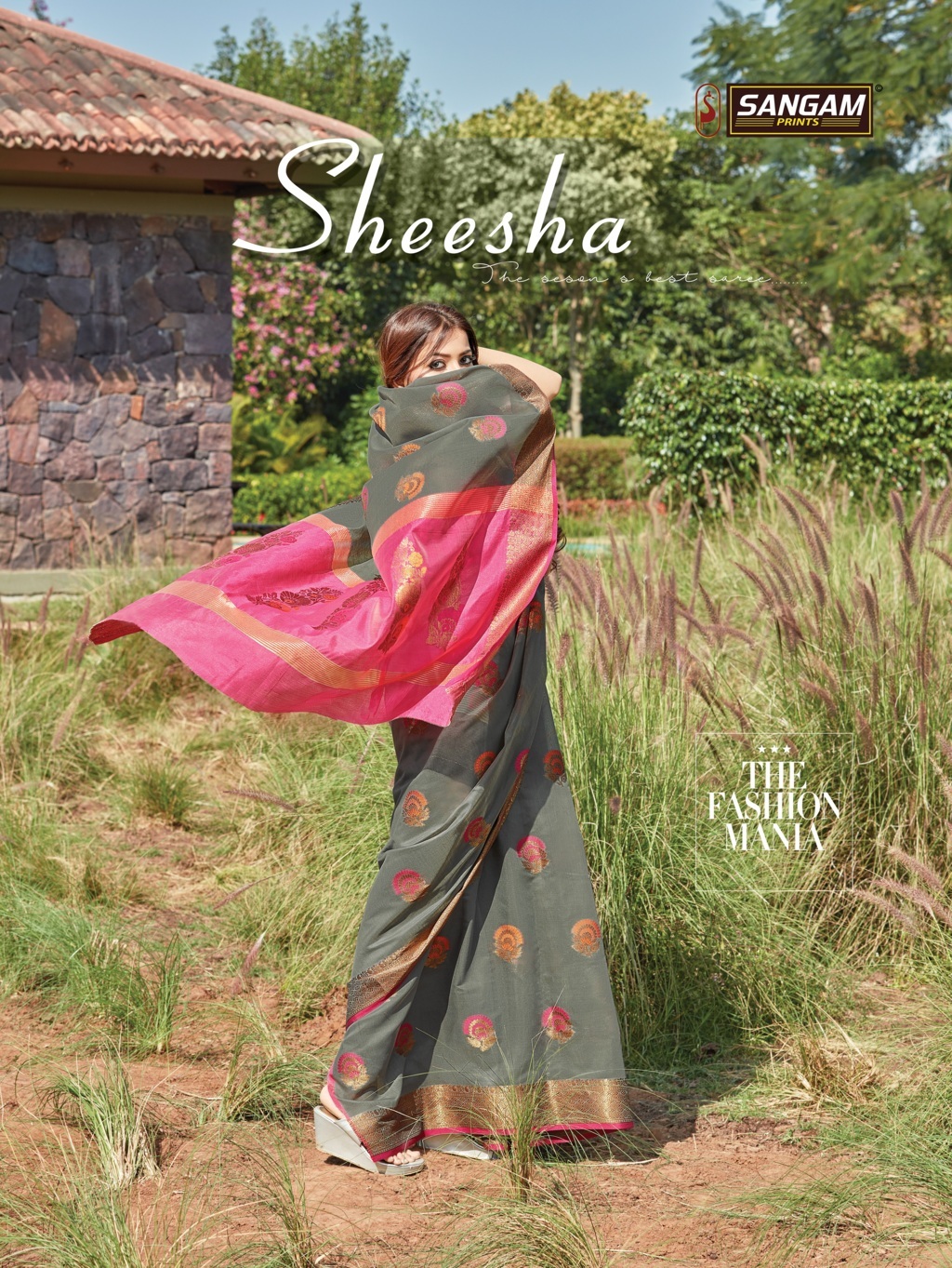 Sangam Prints Sheesha Cotton Handloom With Resham Weaving Sa...
