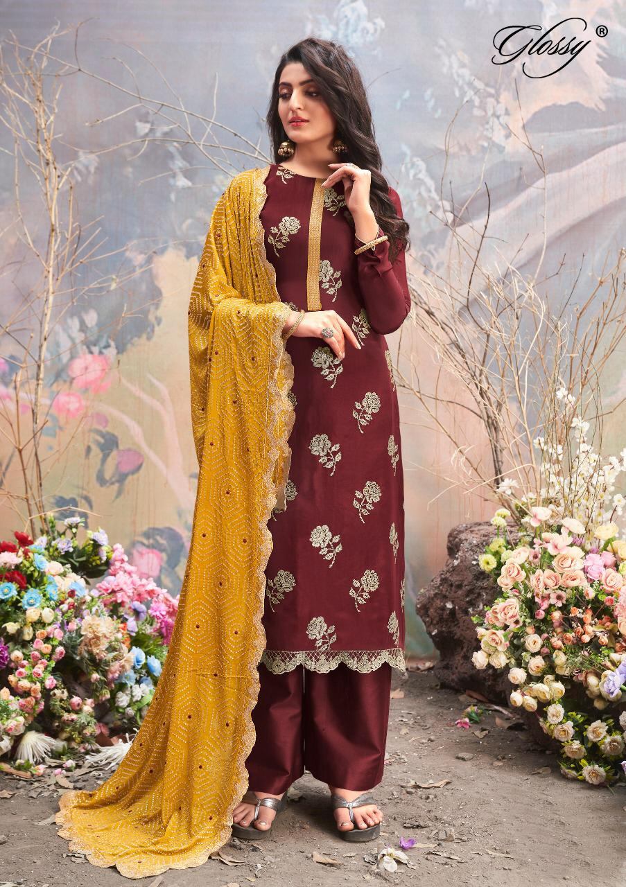 Glossy Shahida Viscose Upada Sequence Embroidery Work Dress ...