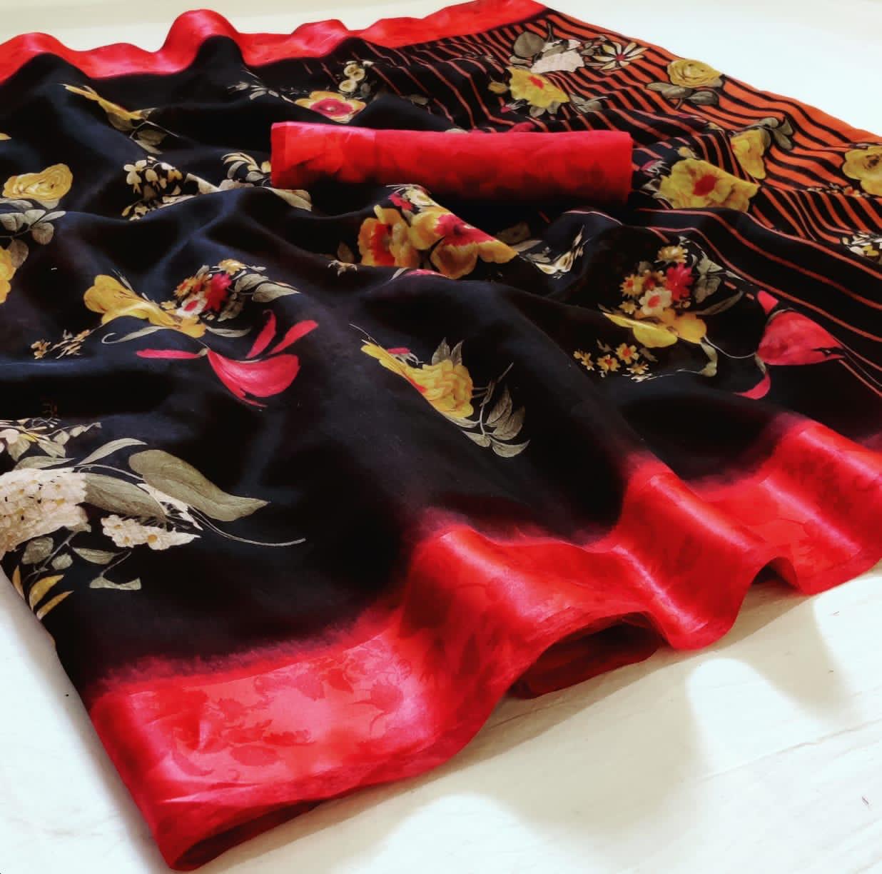 Soft Linen Printed Regular Wear Sarees Collection At Wholesa...