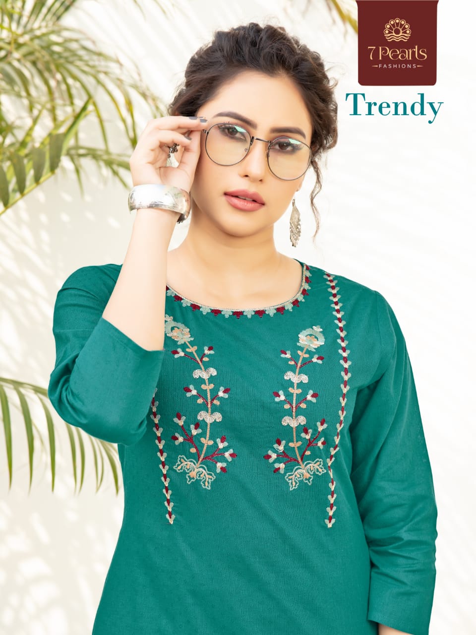 7 Pearls Trendy Pure Cotton With Embroidery Work Kurti With ...