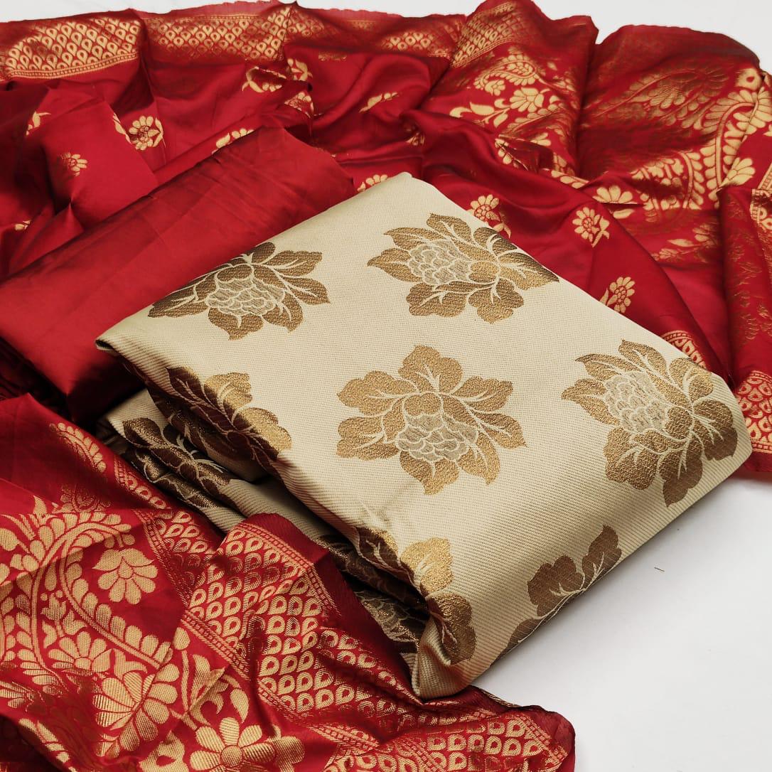 Beautiful Banarasi Silk With Jacquard Weaving Dress Material...