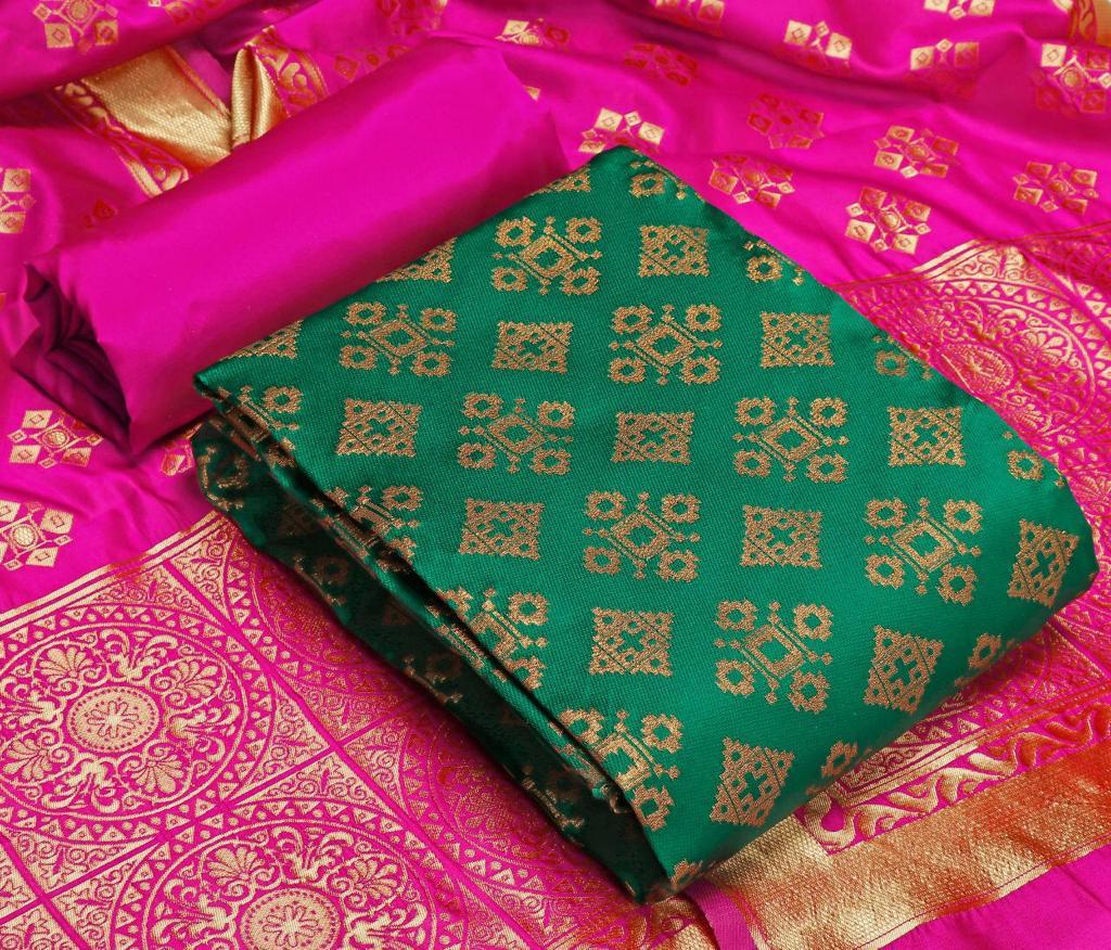 Banarasi Silk With Jacquard Weaving Dress Material Collectio...
