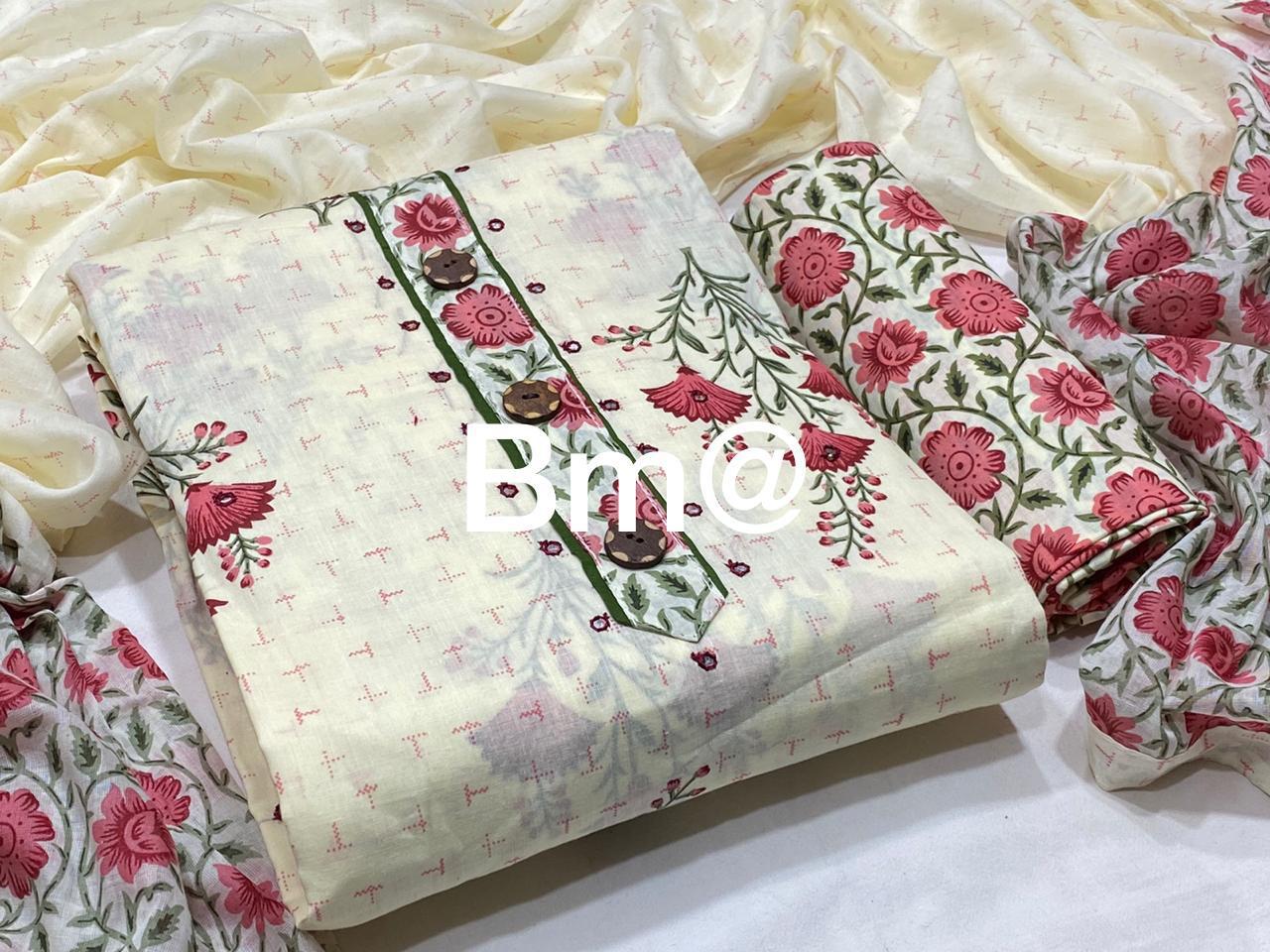 Latest Cambric Cotton Printed Dress Material At Wholesale Ra...