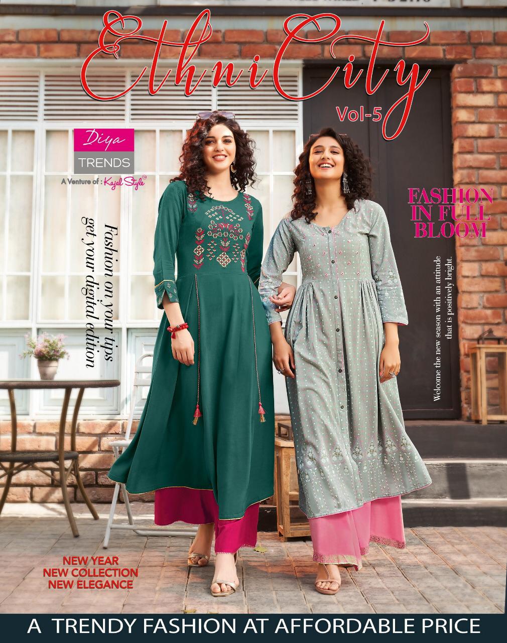 Diya Trends Ethnicity Vol 5 Rayon Printed With Fancy Embroid...
