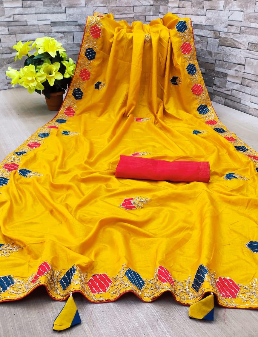 Latest Dola Silk With Embroidery Work Sarees At Wholesale Ra...