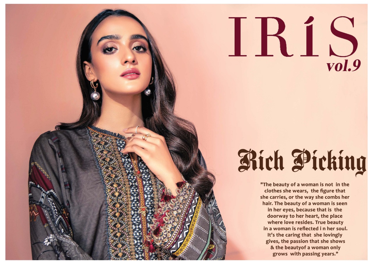 Iris Vol 9 Cotton Fancy Karachi Print Pakistani Dress Materi...