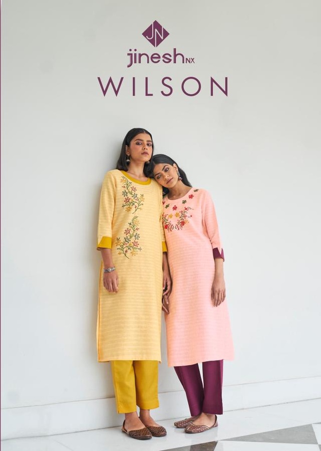 Jinesh Nx Wilson Cotton Strip Wit Hand Work Regular Wear Kur...