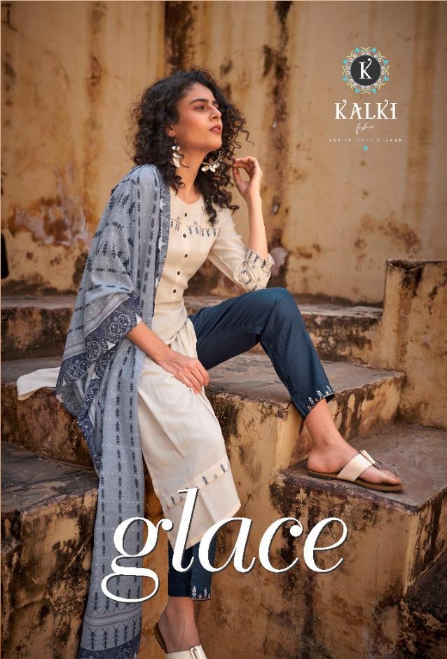 Kalki Fashion Glace Pure Rayon With Embroidery Work Kurti Wi...